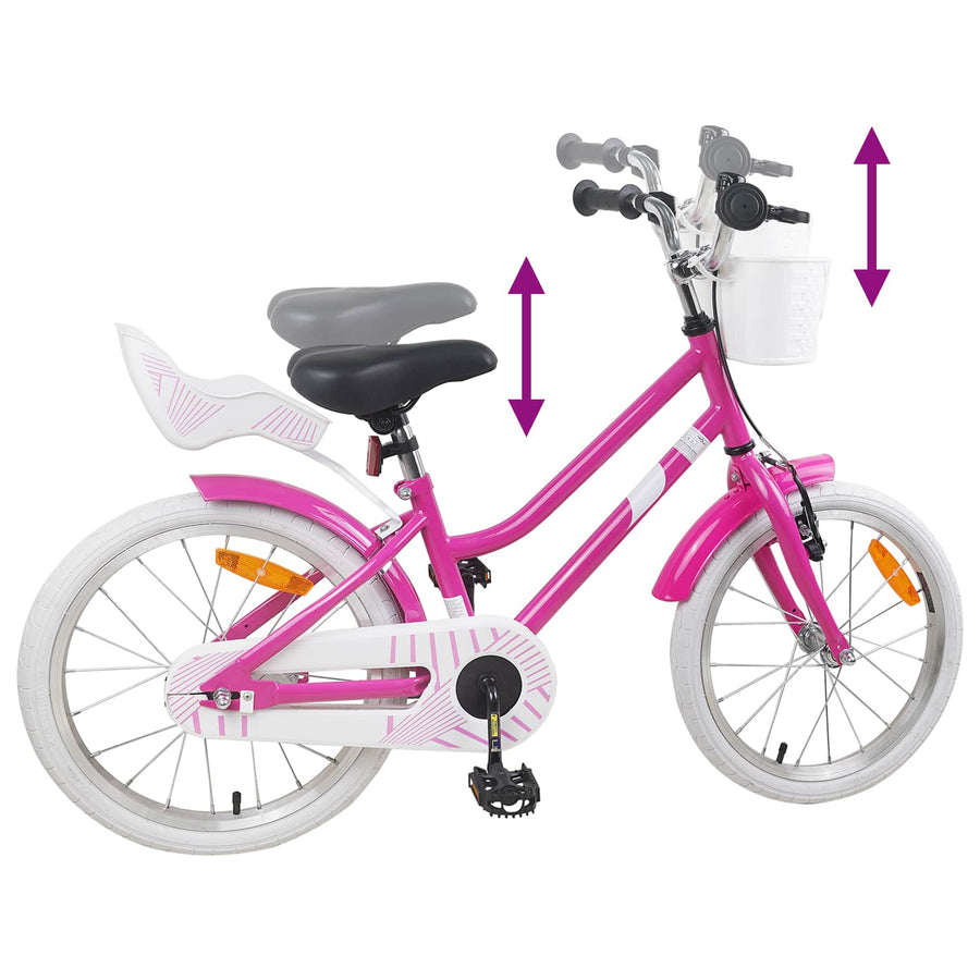 Kinderfiets 18 Inch voor 5-7 jaar Donkerroze