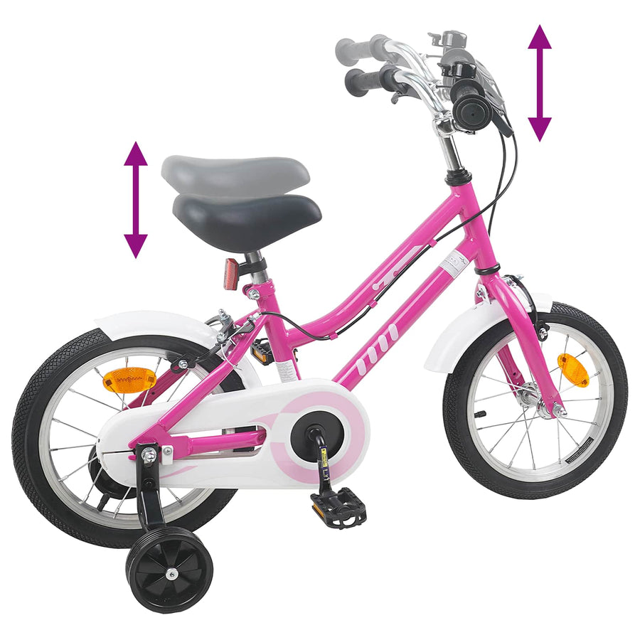 Kinderfiets 14 Inch voor 3-5 jaar oud Roze Wit