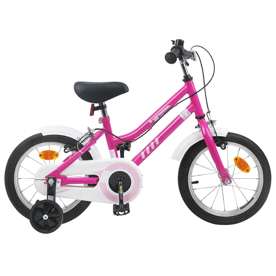 Kinderfiets 14 Inch voor 3-5 jaar oud Roze Wit