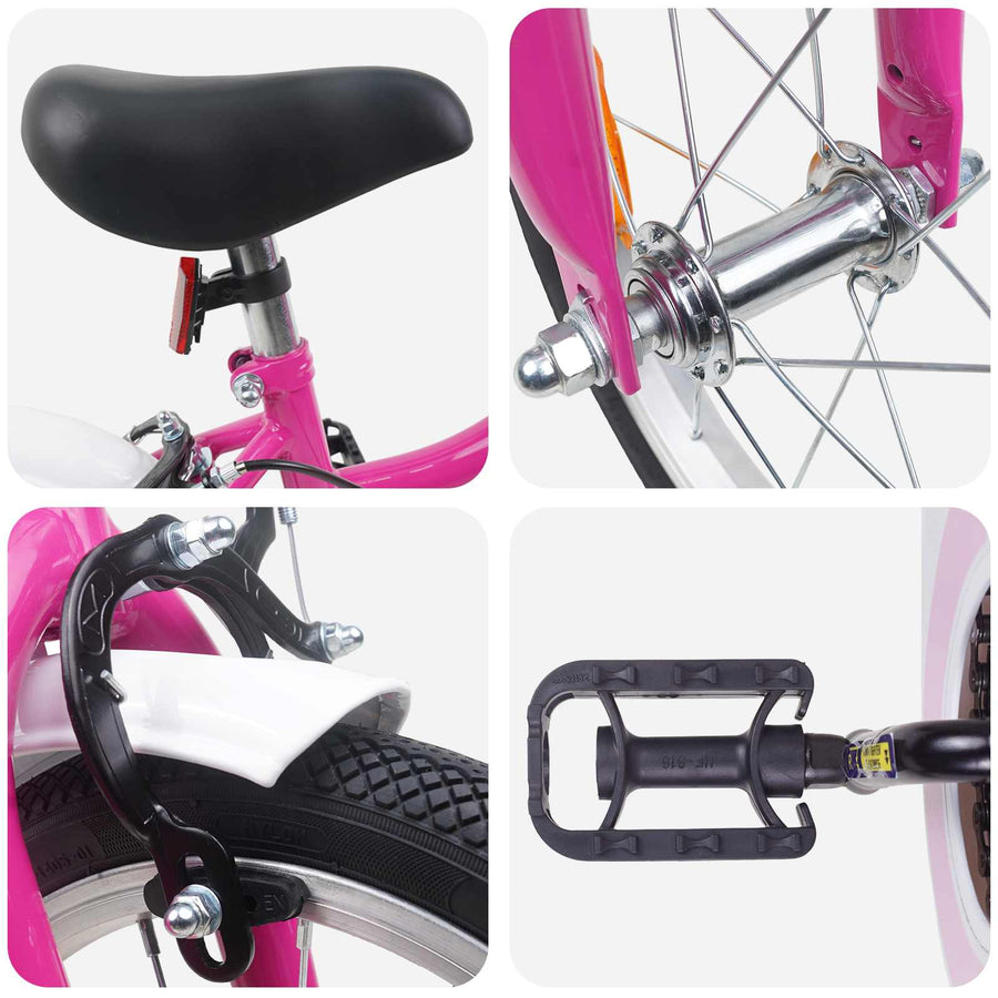 Kinderfiets 16 Inch voor 4-6 jaar oud Roze Wit