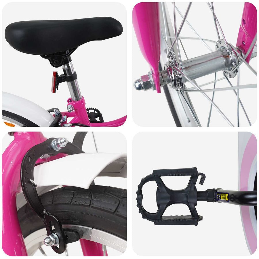 Kinderfiets 18 Inch voor 5-7 jaar Roze Wit