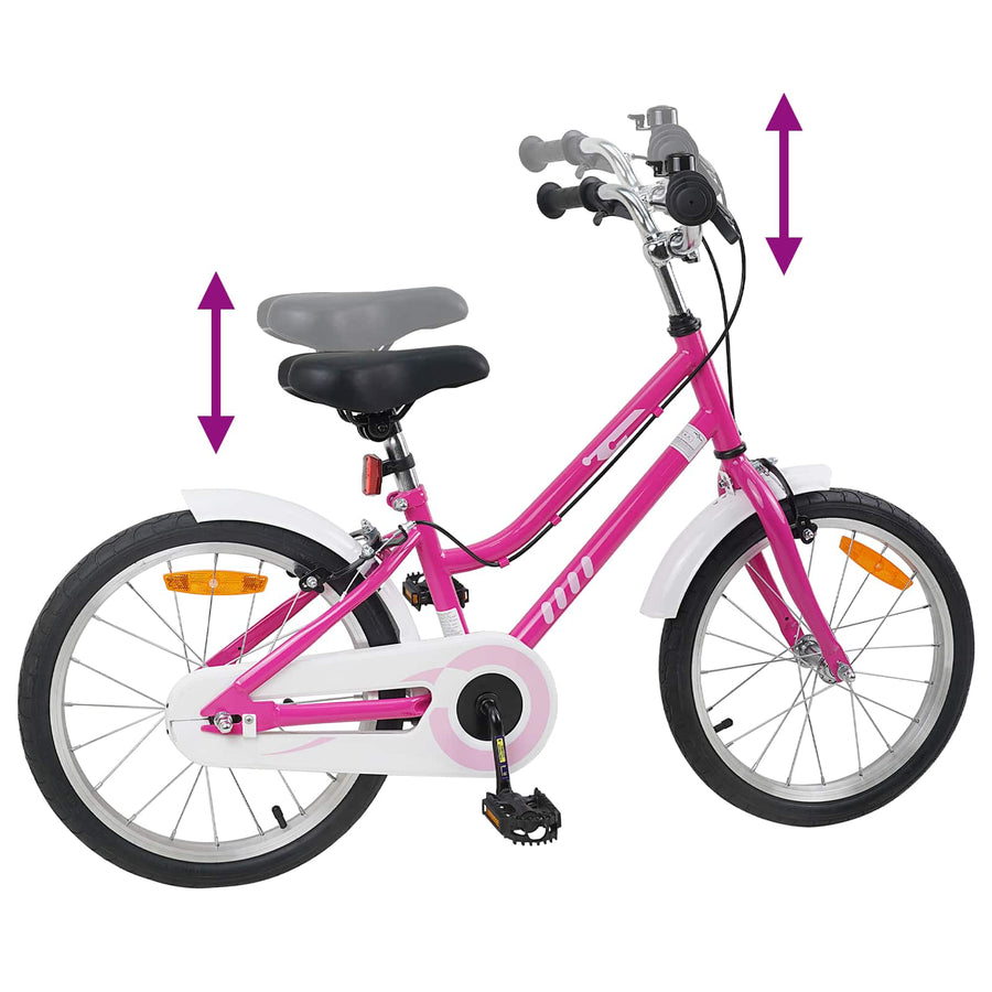 Kinderfiets 18 Inch voor 5-7 jaar Roze Wit