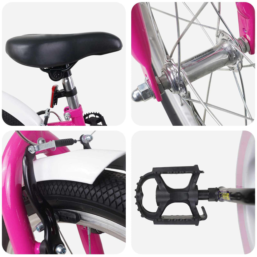 Kinderfiets 20 Inch voor 6-11 jaar oud Roze Wit