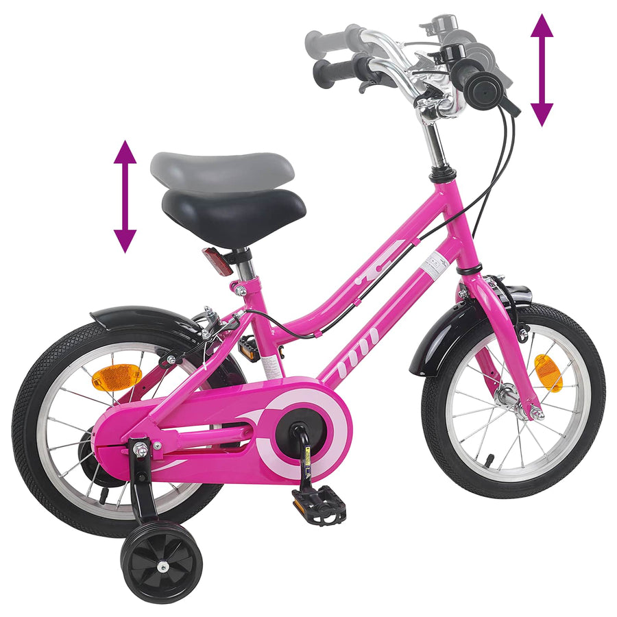 Kinderfiets 12 Inch voor 2-4 jaar oud Roze Zwart