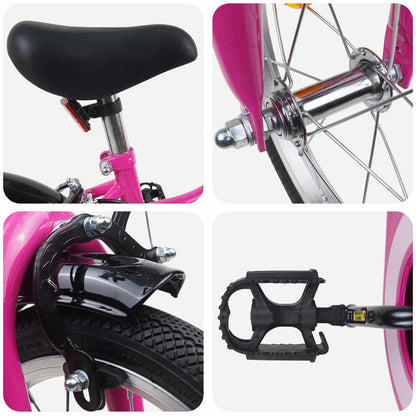 Kinderfiets 16 Inch voor 4-6 jaar oud Roze Zwart