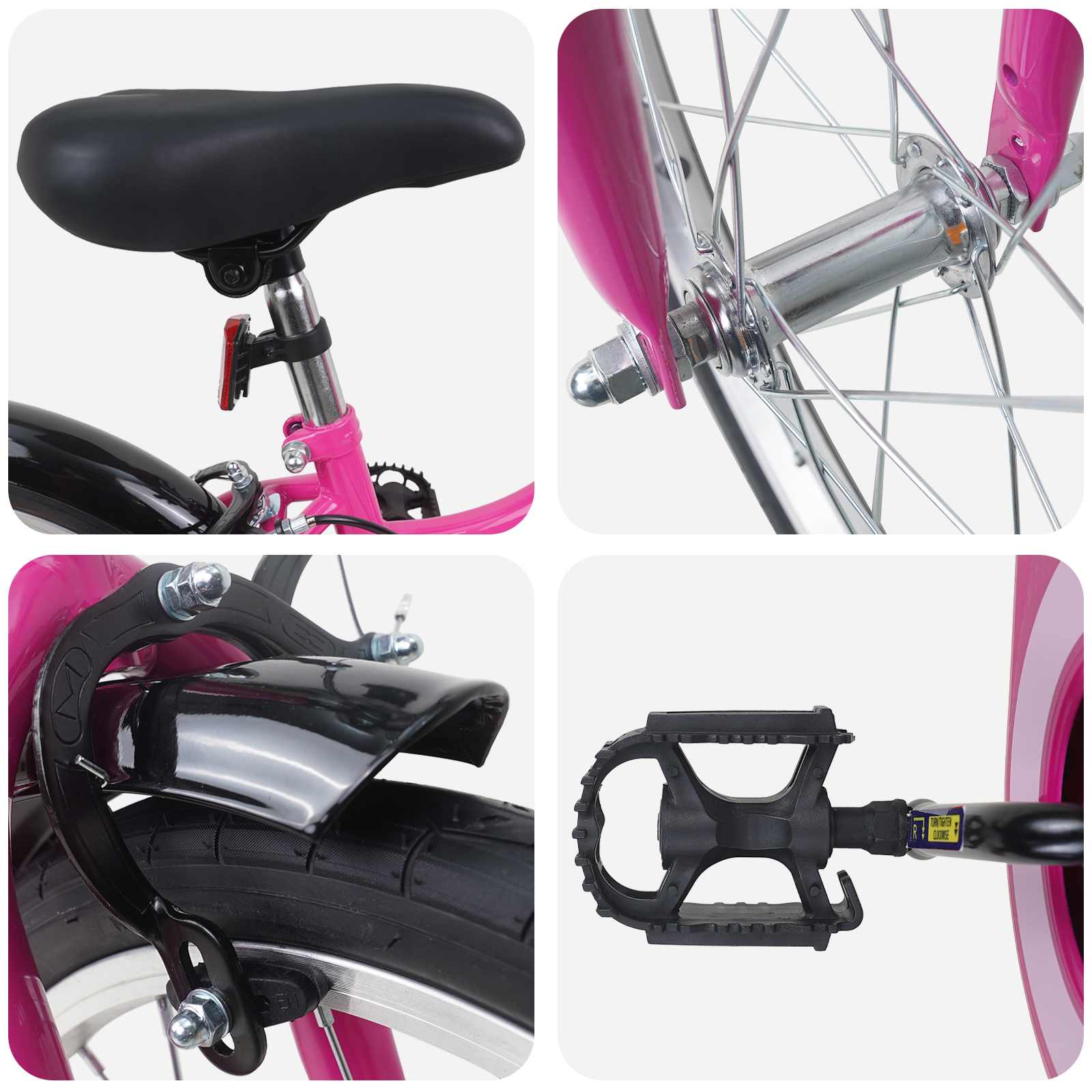Kinderfiets 18 Inch voor 5-7 jaar Roze Zwart