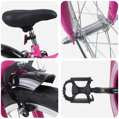 Kinderfiets 18 Inch voor 5-7 jaar Roze Zwart