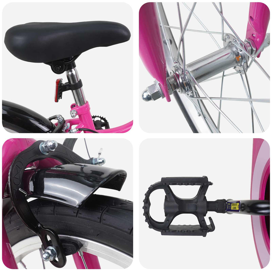 Kinderfiets 18 Inch voor 5-7 jaar Roze Zwart