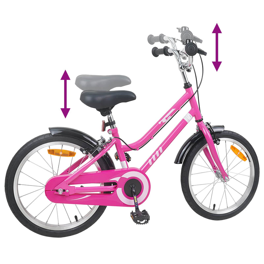 Kinderfiets 18 Inch voor 5-7 jaar Roze Zwart