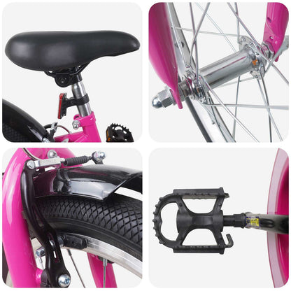 Kinderfiets 20 Inch voor 6-11 jaar oud Roze Zwart