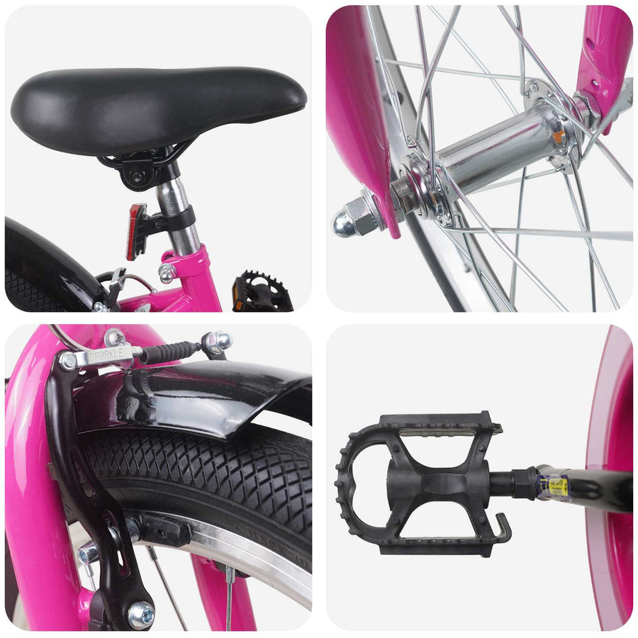Kinderfiets 20 Inch voor 6-11 jaar oud Roze Zwart