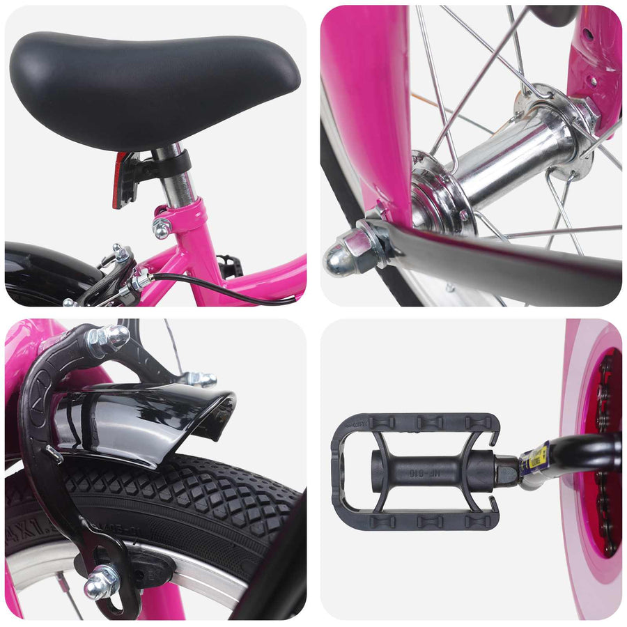 Kinderfiets 14 Inch voor 3-5 jaar oud Roze en Zwart