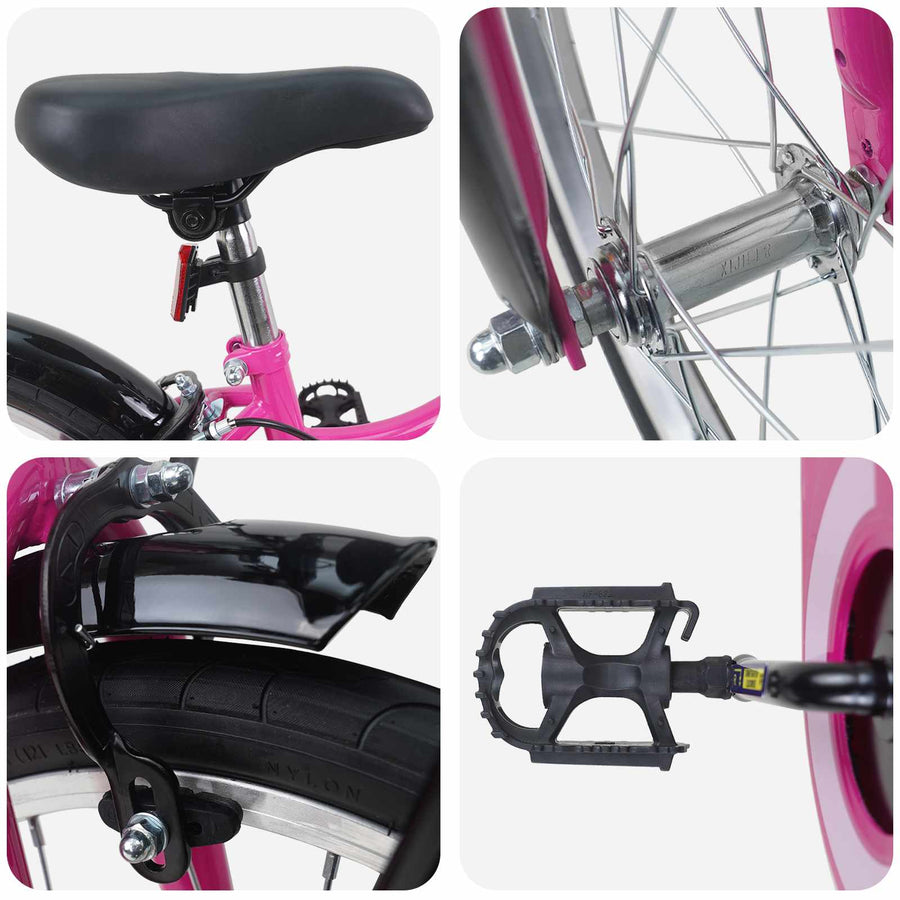 Kinderfiets 18 Inch voor 5-7 jaar Roze en Zwart