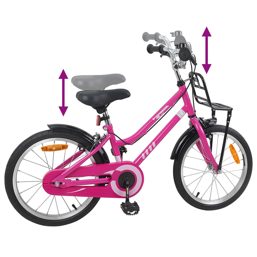 Kinderfiets 18 Inch voor 5-7 jaar Roze en Zwart