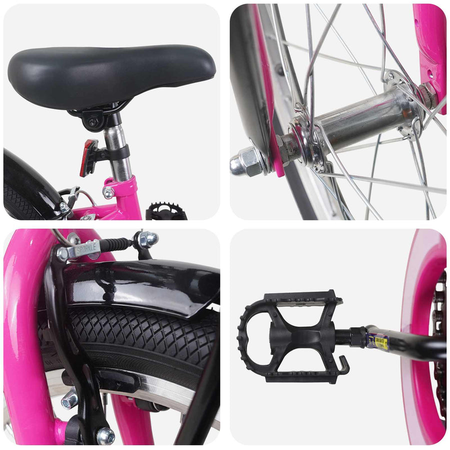 Kinderfiets 20 Inch voor 6-11 jaar oud Roze Zwart