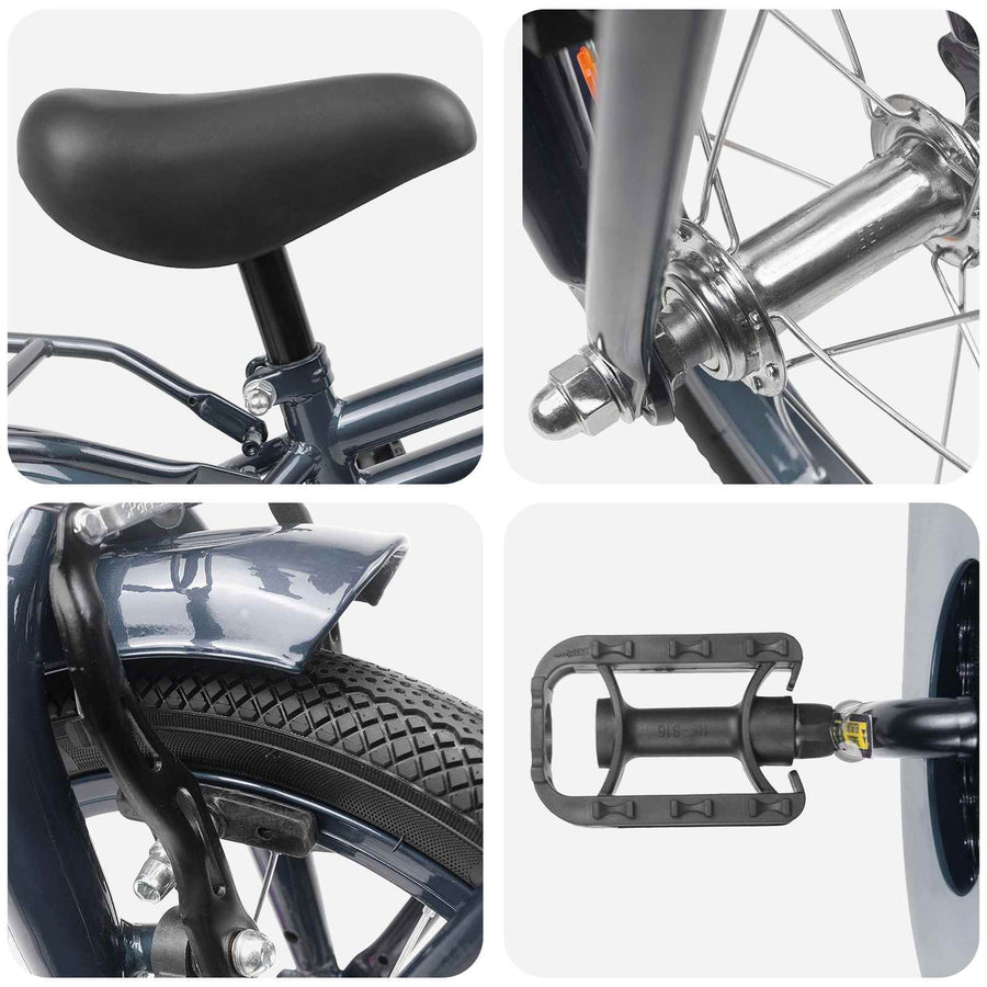 Kinderfiets 14 Inch voor 3-5 jaar oud Donkergrijs