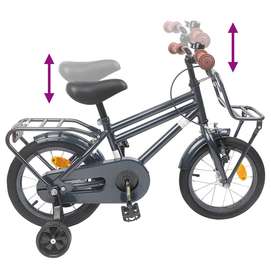 Kinderfiets 14 Inch voor 3-5 jaar oud Donkergrijs