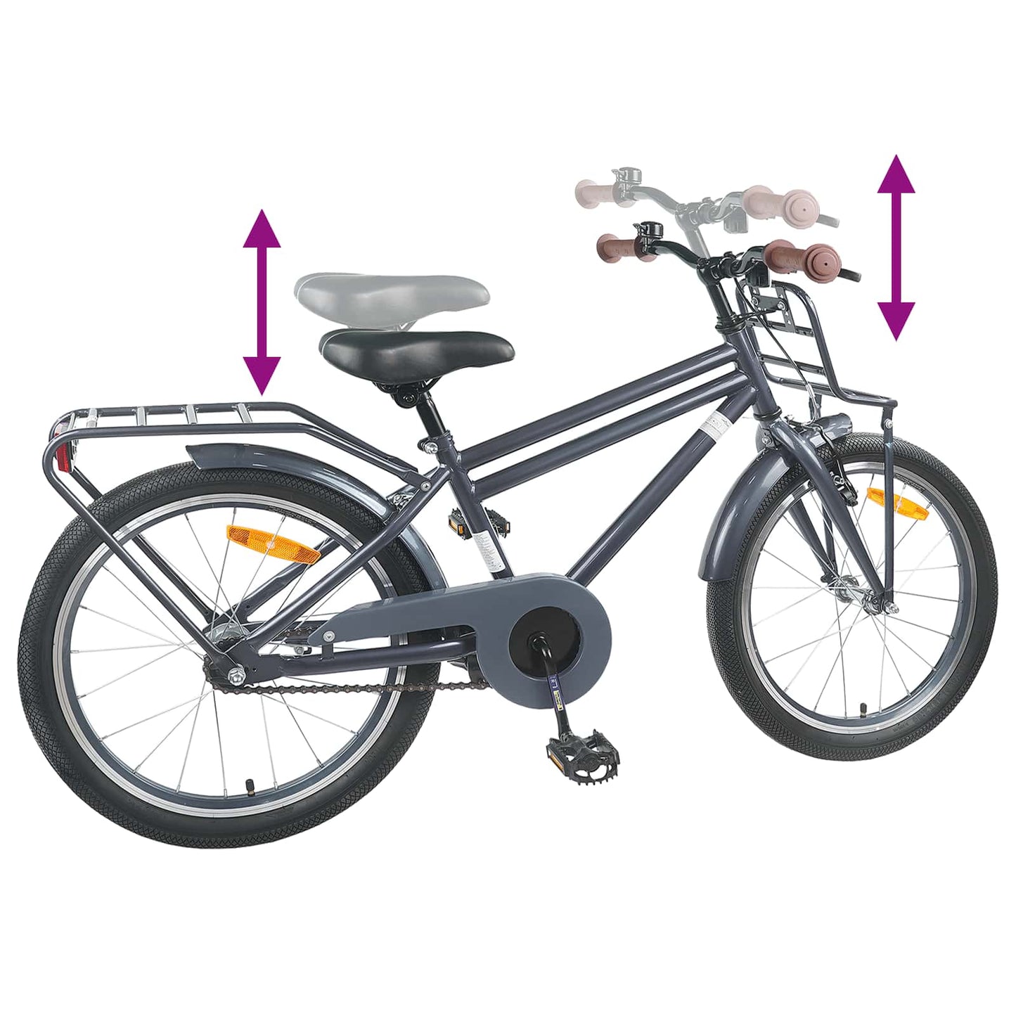 Kinderfiets 18 Inch voor 5-7 jaar Donkergrijs