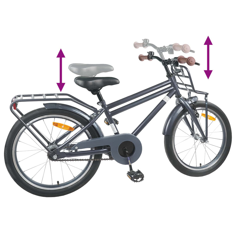 Kinderfiets 18 Inch voor 5-7 jaar Donkergrijs