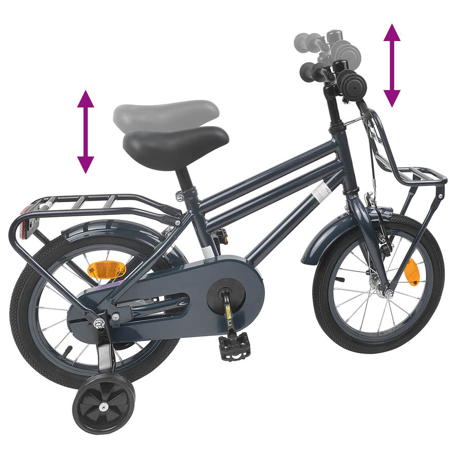 Kinderfiets 14 Inch voor 3-5 jaar oud Donkergrijs