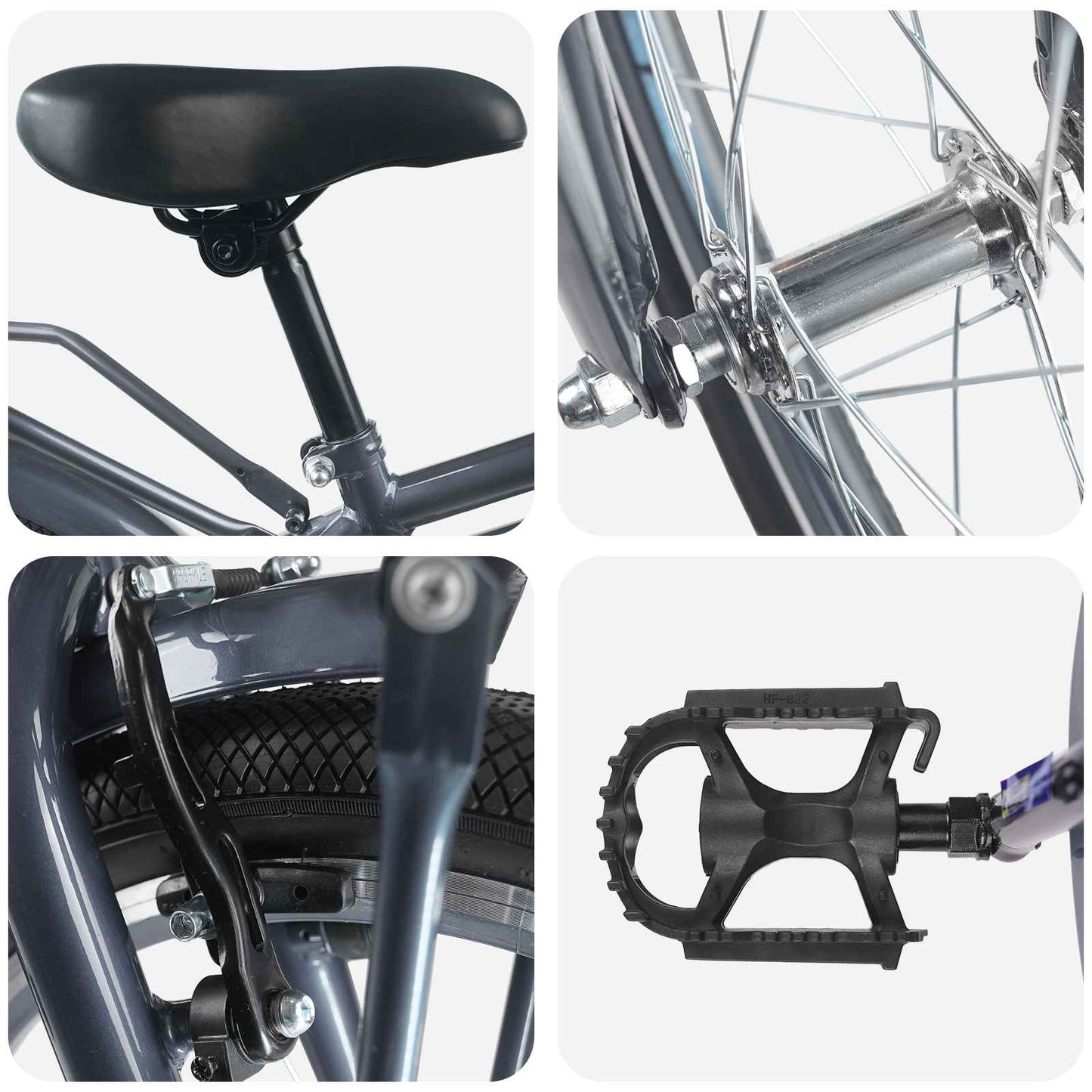 Kinderfiets 20 Inch voor 6-11 jaar oud Donkergrijs