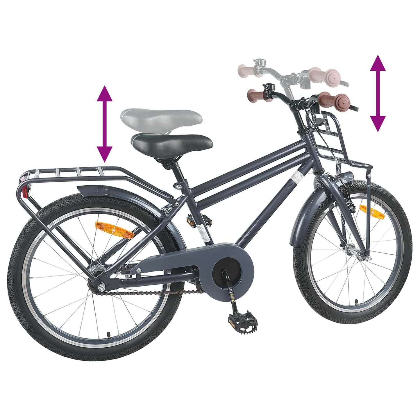 Kinderfiets 20 Inch voor 6-11 jaar oud Donkergrijs