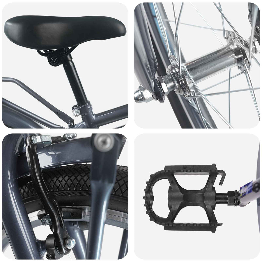 Kinderfiets 22 Inch voor 7-12 jaar oud Donkergrijs