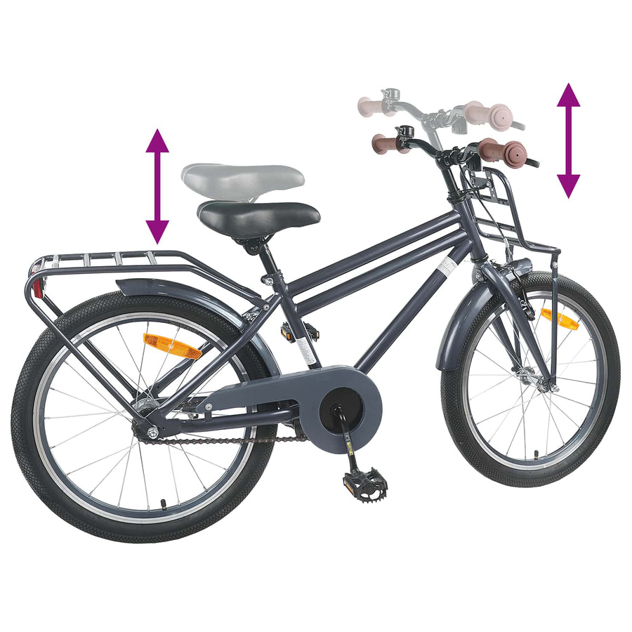 Kinderfiets 22 Inch voor 7-12 jaar oud Donkergrijs