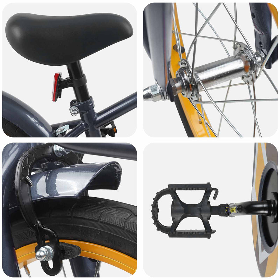 Kinderfiets 16 Inch voor 4-6 jaar oud Donkergrijs