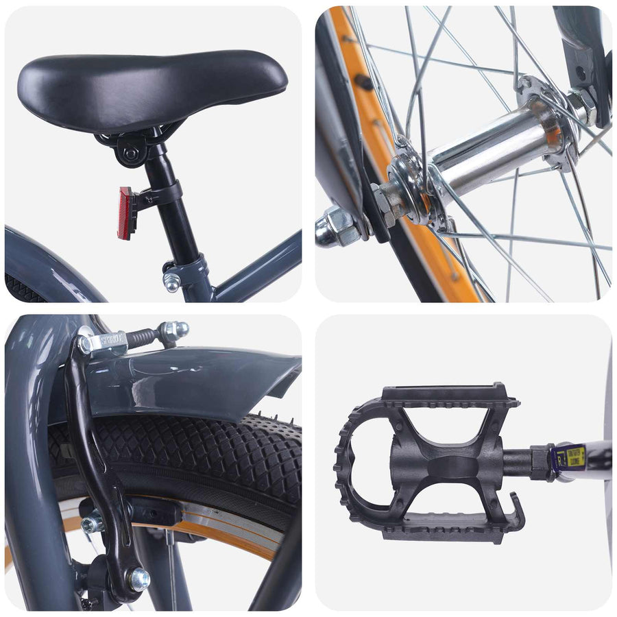 Kinderfiets 18 Inch voor 5-7 jaar Donkergrijs
