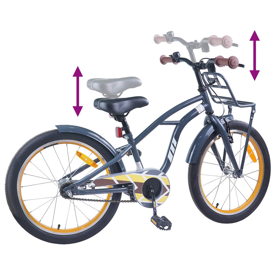 Kinderfiets 22 Inch voor 7-12 jaar oud Donkergrijs