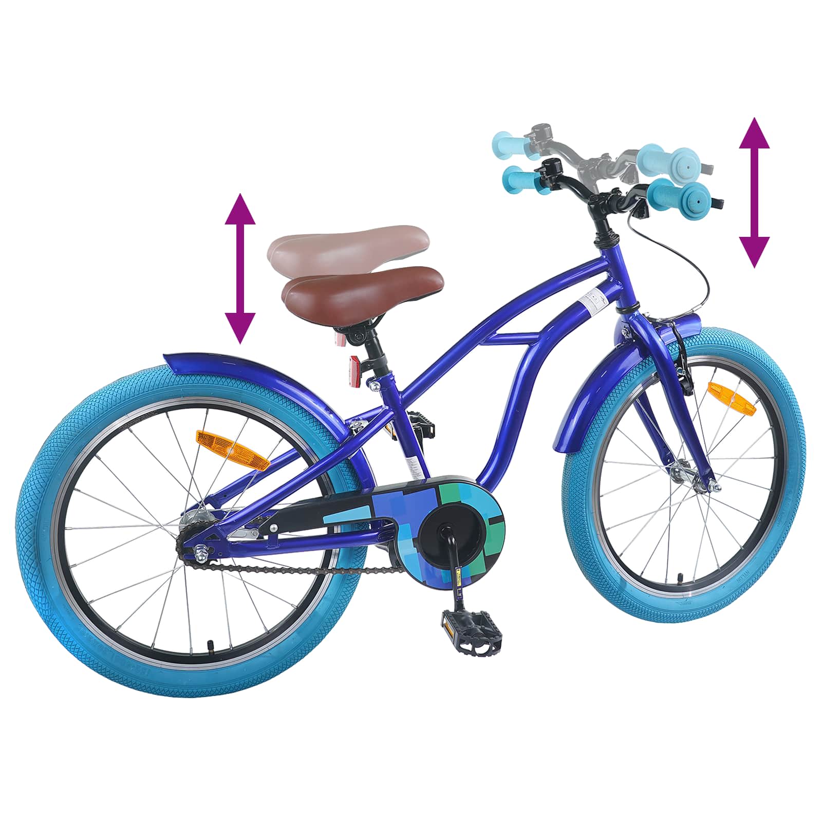 Kinderfiets 22 Inch voor 7-12 jaar oud Donkerblauw
