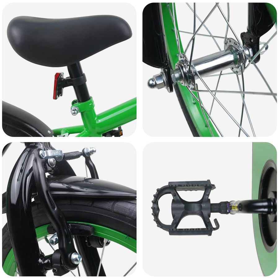 Kinderfiets 16 Inch voor 4-6 jaar oud Groen Zwart