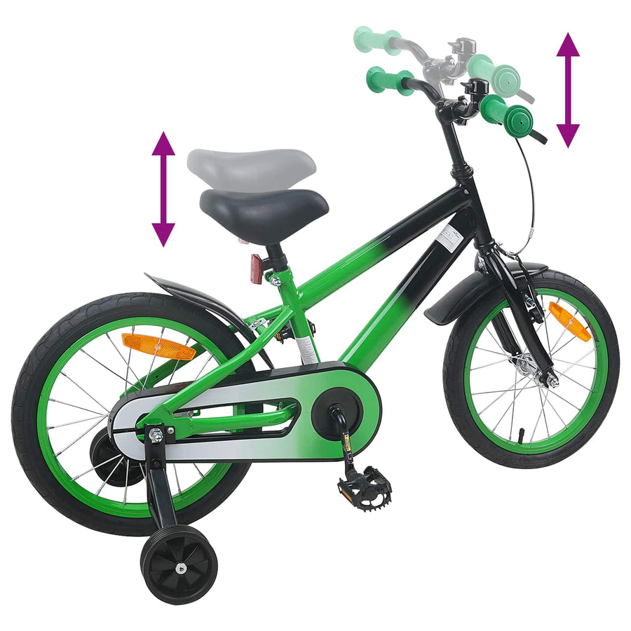 Kinderfiets 16 Inch voor 4-6 jaar oud Groen Zwart