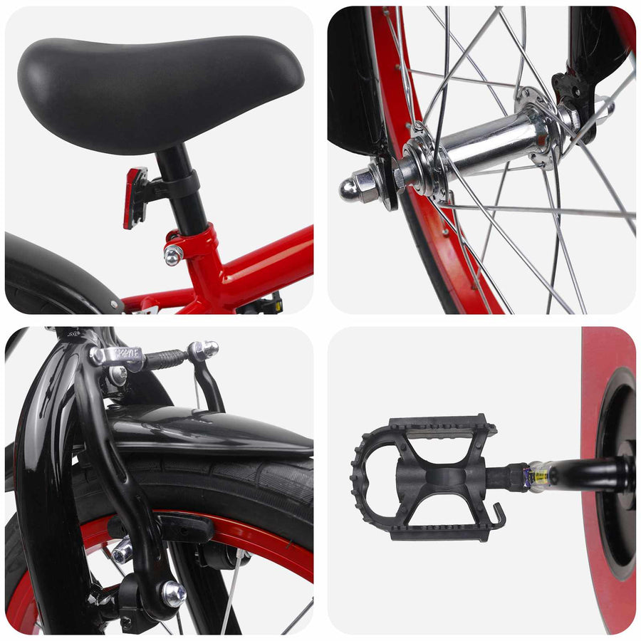 Kinderfiets 16 Inch voor 4-6 jaar oud Rood Zwart