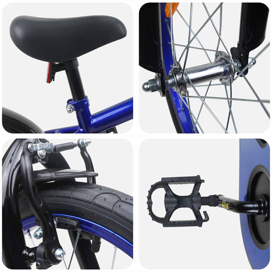 Kinderfiets 16 Inch voor 4-6 jaar oud Blauw Zwart