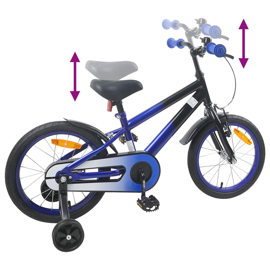 Kinderfiets 16 Inch voor 4-6 jaar oud Blauw Zwart