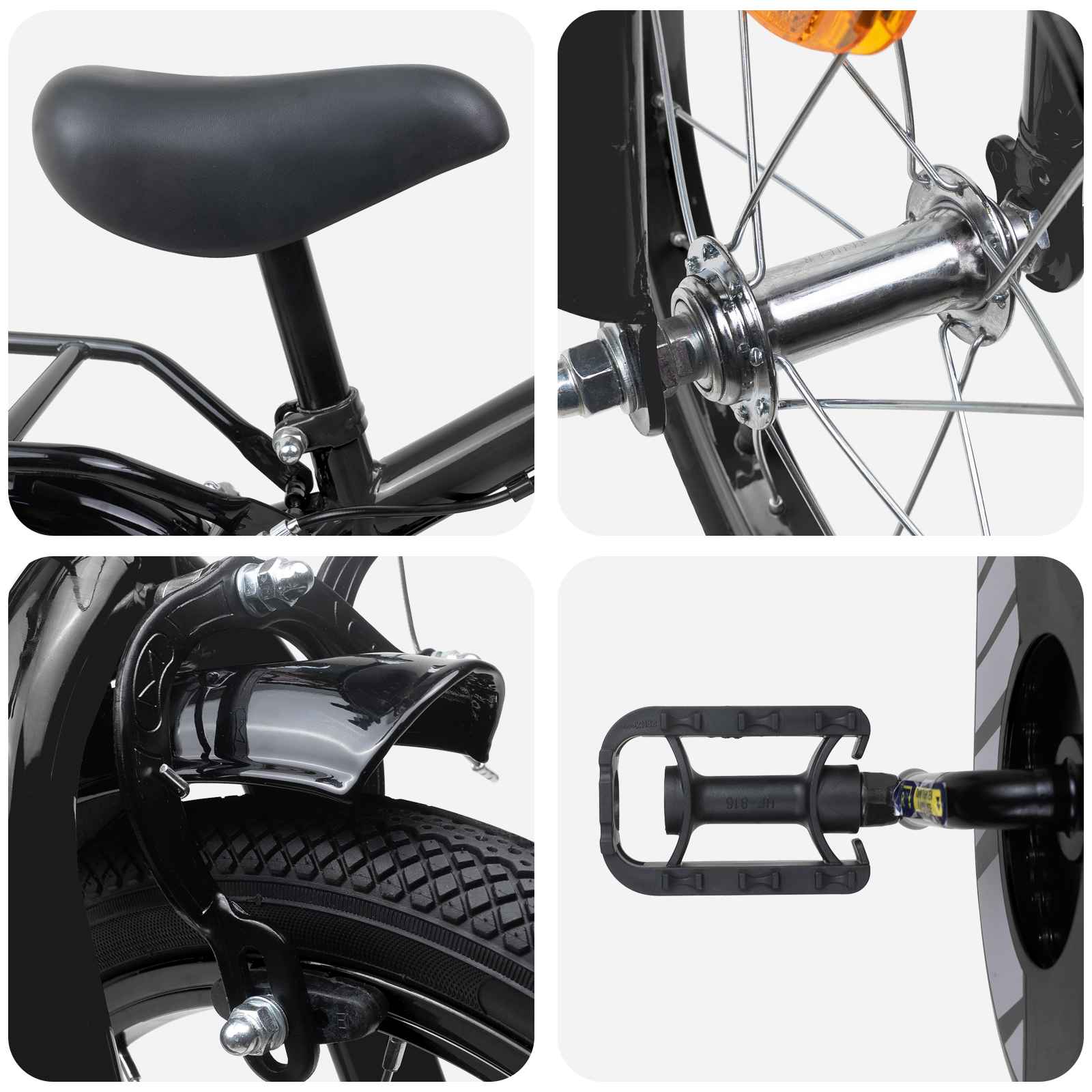Kinderfiets 14 Inch voor 3-5 jaar oud Zwart