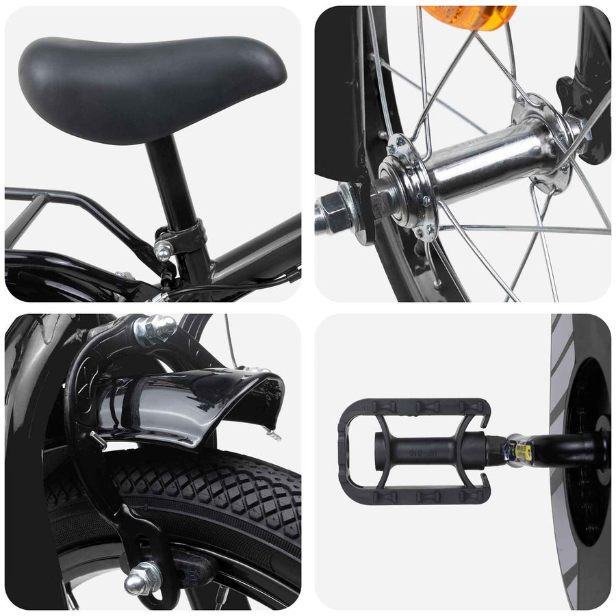 Kinderfiets 14 Inch voor 3-5 jaar oud Zwart