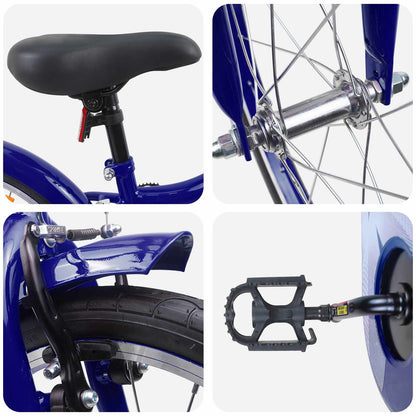 Kinderfiets 18 Inch voor 5-7 jaar Donkerblauw