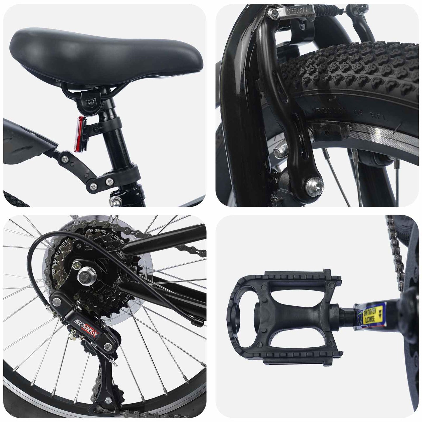 Kinderfiets 20 Inch 6-Speed voor 6-11 jaar oud Zwart