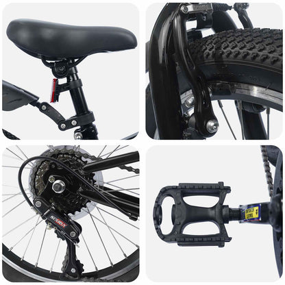 Kinderfiets 20 Inch 6-Speed voor 6-11 jaar oud Zwart