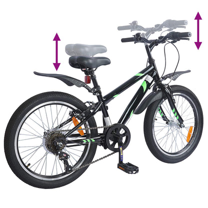 Kinderfiets 20 Inch 6-Speed voor 6-11 jaar oud Zwart