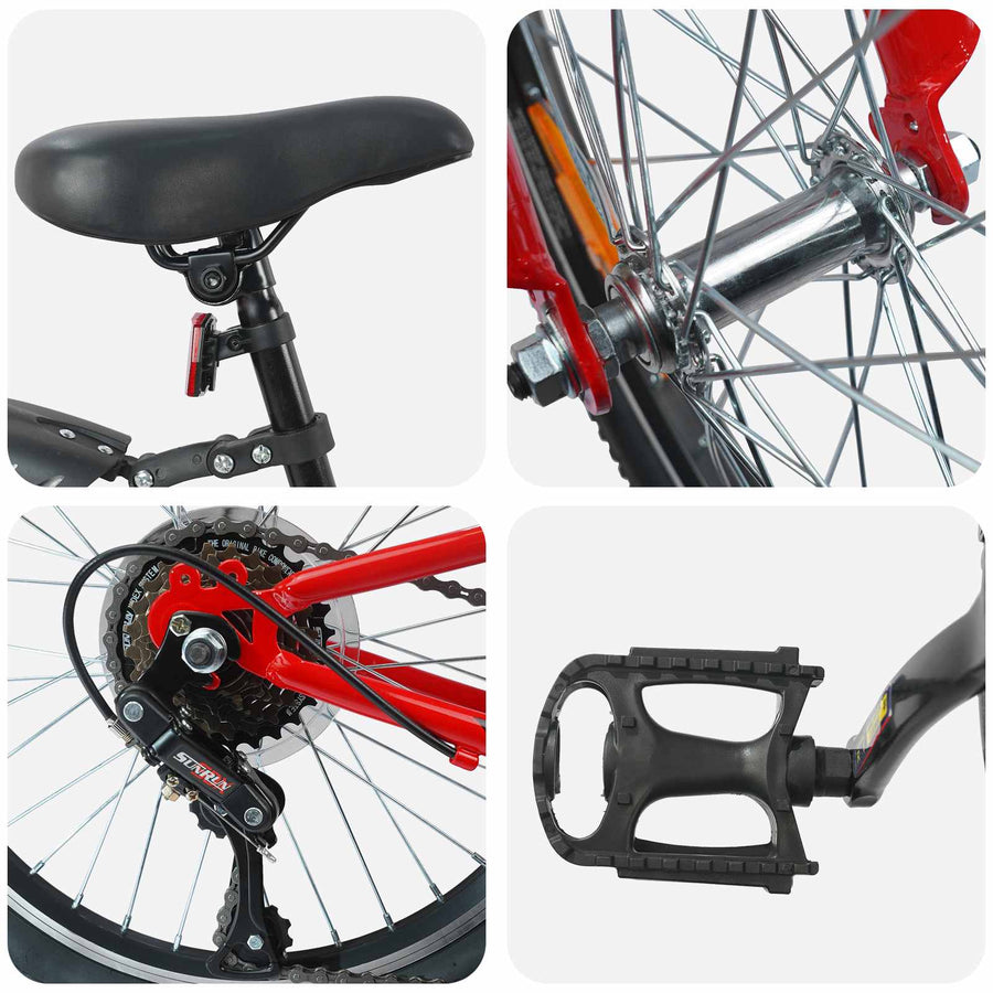 Kinderfiets 24 Inch 6-Speed voor 8-12 jaar oud Rood