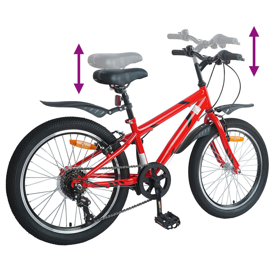 Kinderfiets 24 Inch 6-Speed voor 8-12 jaar oud Rood