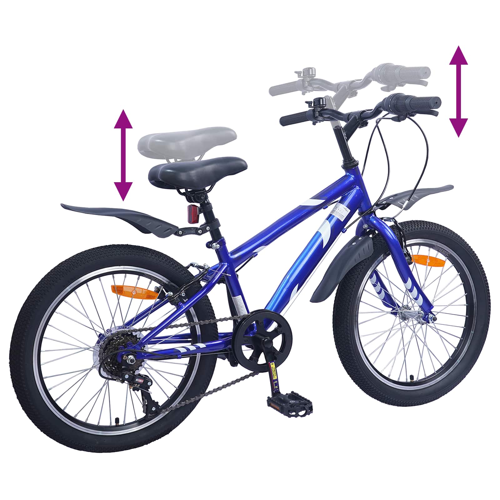 Kinderfiets 20 Inch 6-Speed voor 6-11 jaar oud Donkerblauw