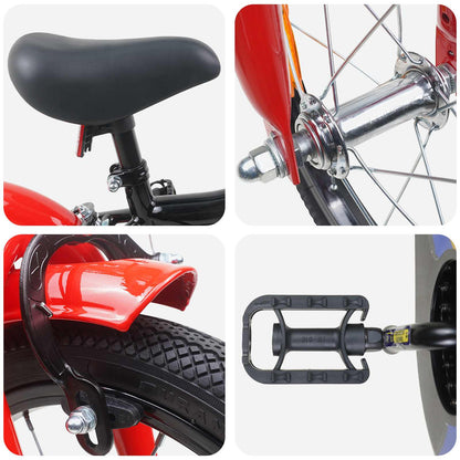 Kinderfiets 14 Inch voor 3-5 jaar oud Zwart Rood