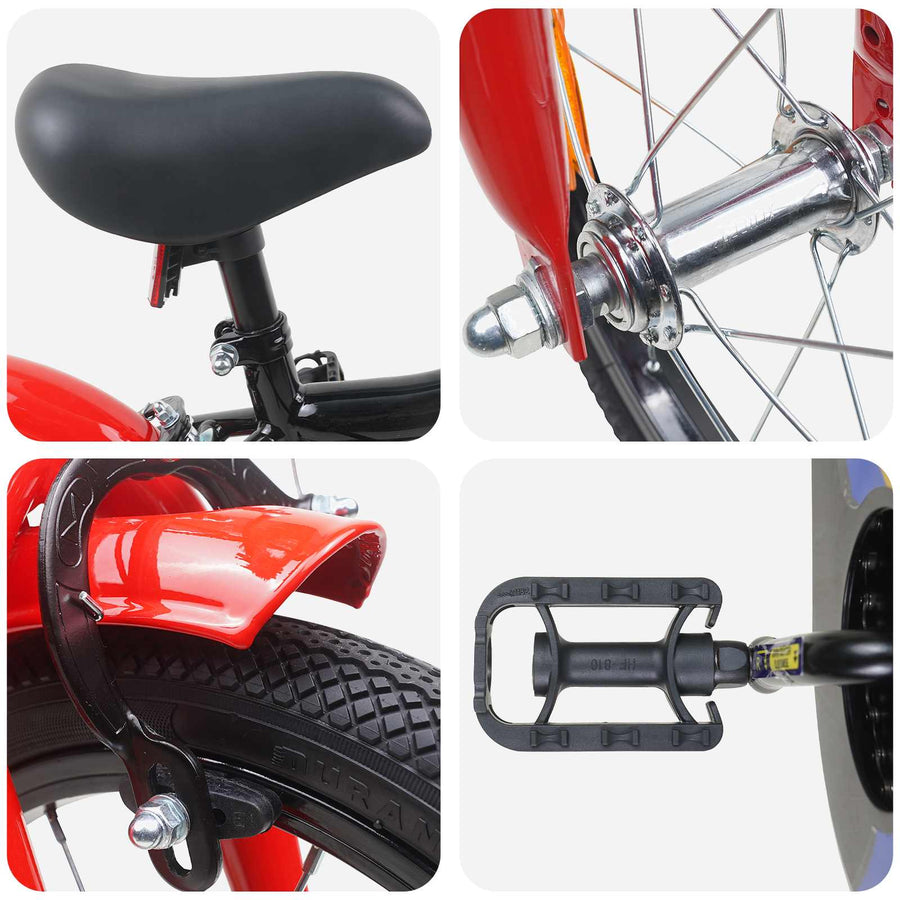Kinderfiets 16 Inch voor 4-6 jaar oud Zwart Rood