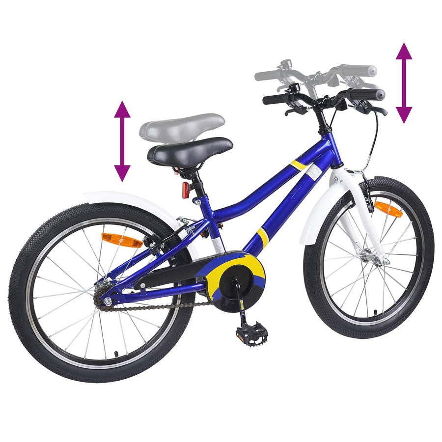 Kinderfiets 18 Inch voor 5-7 jaar Blauw Wit