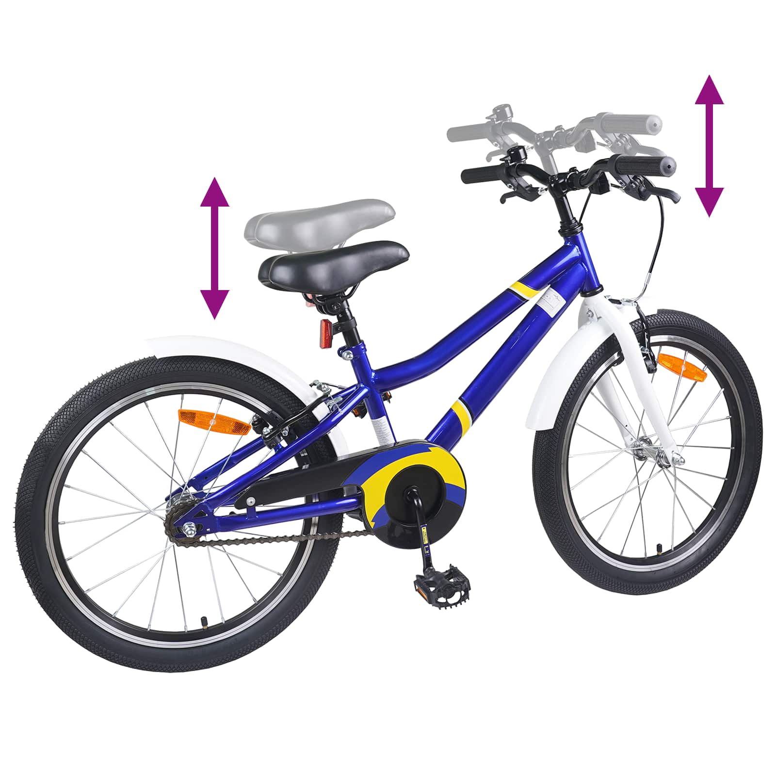 Kinderfiets 22 Inch voor 7-12 jaar oud Blauw Wit